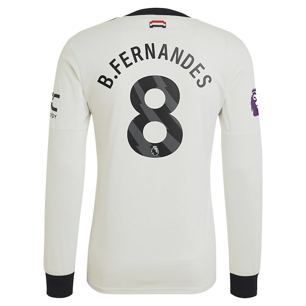 Bruno Fernandes Manchester United adidas Originals 2024/25 Third Authentic Long Sleeve Jersey - Cream - Image 4