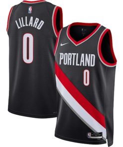 Alternative view of Damian Lillard Portland Trail Blazers Nike Unisex Swingman Jersey - Icon Edition - Black/White
