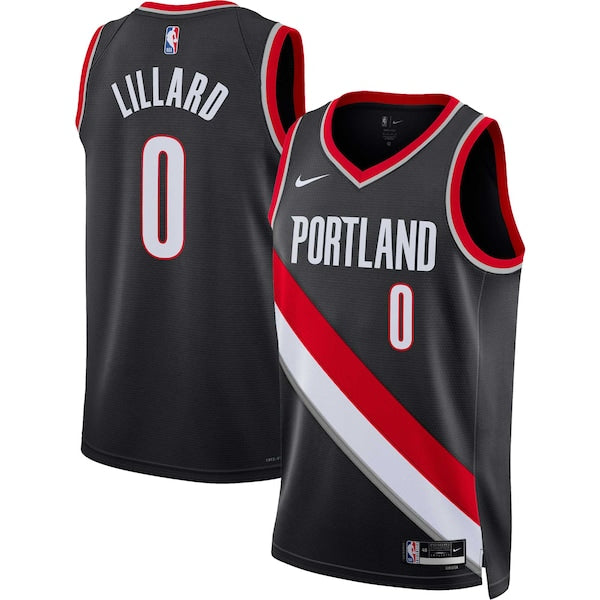 Damian Lillard Portland Trail Blazers Nike Unisex Swingman Jersey - Icon Edition - Black/White - Image 2