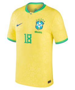 Alternative view of Gabriel Jesus Brazil National Team Nike 2022/23 Replica Home Jersey - Yellow