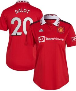 Diogo Dalot Manchester United adidas Women's 2022/23 Home Replica Player Jersey - Red