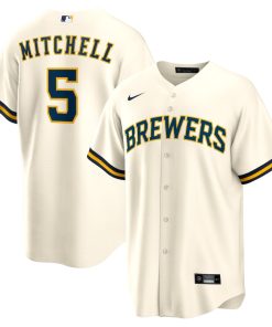 Garrett Mitchell Milwaukee Brewers Nike Replica Player Jersey - Cream