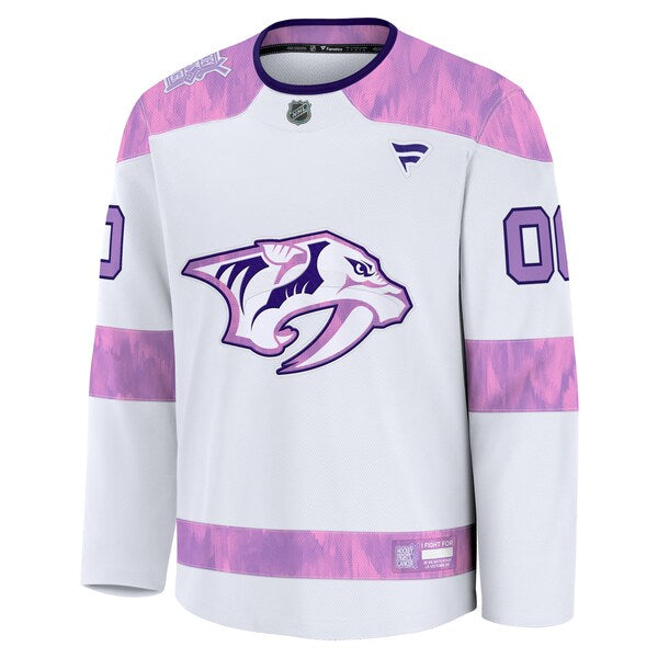 Nashville Predators 2024 Hockey Fights Cancer Custom Practice Jersey - White - Image 2