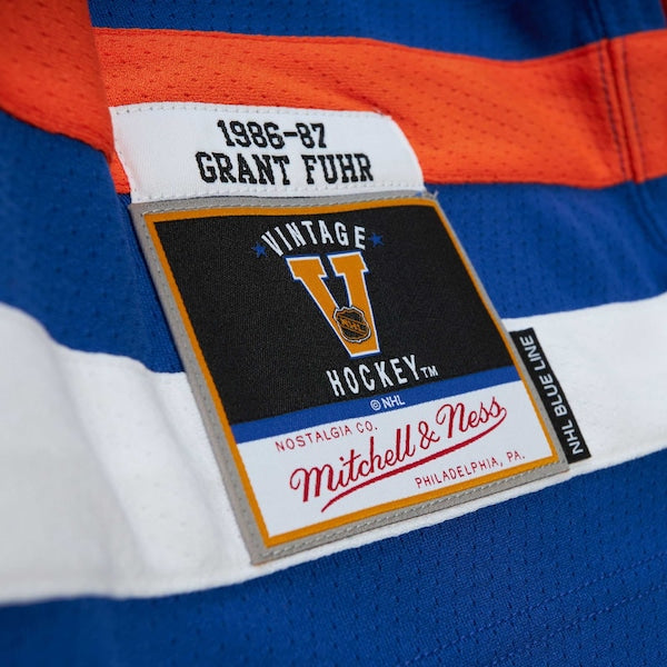 Grant Fuhr Edmonton Oilers 1986/87 Blue Line Player Jersey - Royal - Image 5