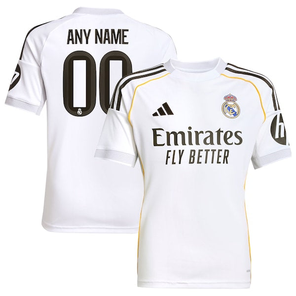 Los Merengues adidas Youth 2025/26 Home Replica Custom Jersey - White/Blue - Image 2
