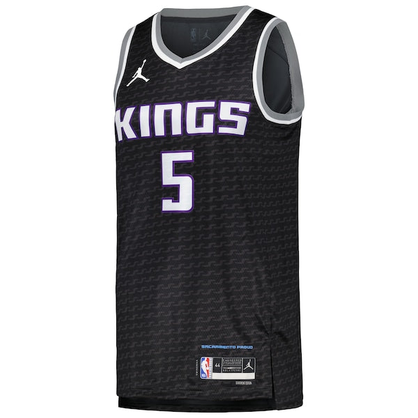 De'Aaron Fox Sacramento Kings Jordan Brand Swingman Player Jersey - Statement Edition - Black - Image 2