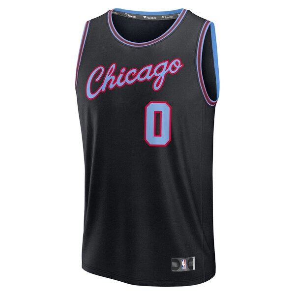 Coby White Chicago Bulls Youth 2025/26 City Edition Fastbreak Jersey - Black - Image 2