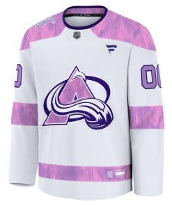 Alternative view of Colorado Avalanche  2024 Hockey Fights Cancer Custom Practice Jersey - White