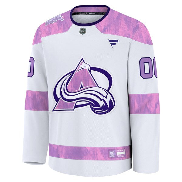 Colorado Avalanche 2024 Hockey Fights Cancer Custom Practice Jersey - White - Image 2