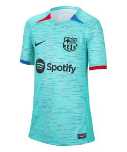 Alternative view of Frenkie de Jong Barcelona Nike Youth 2023/24 Third Replica Jersey - Aqua