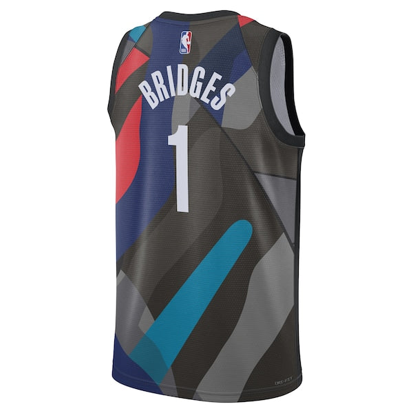 Mikal Bridges Brooklyn Nets Nike Unisex 2023/24 Swingman Jersey - Black - City Edition - Image 3