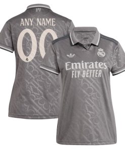 Los Merengues adidas Originals Women's 2024/25 Third Replica Custom Jersey - Charcoal/White