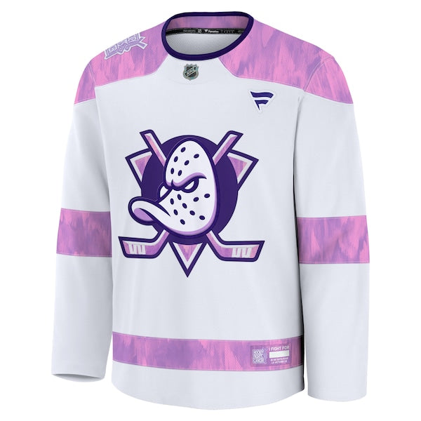 Anaheim Ducks Hockey Fights Cancer Practice Jersey - White - Image 2