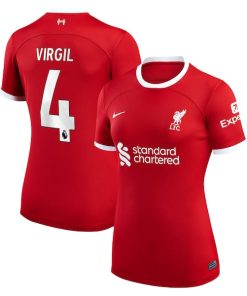Virgil Van Dijk Liverpool Nike Women's 2023/24 Home Replica Player Jersey - Red/White