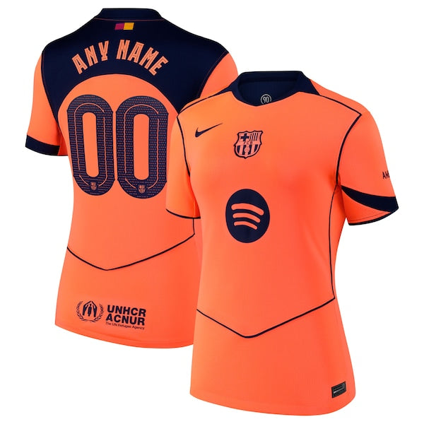 Barcelona Nike Women's 2025/26 Third Replica Custom Jersey - Orange/Gold/Blue - Image 2