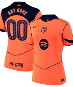 Alternative view of Barcelona Nike Women's 2025/26 Third Replica Custom Jersey - Orange/Gold