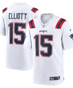 Alternative view of Ezekiel Elliott New England Patriots Nike Game Player Jersey - White/Navy/Red
