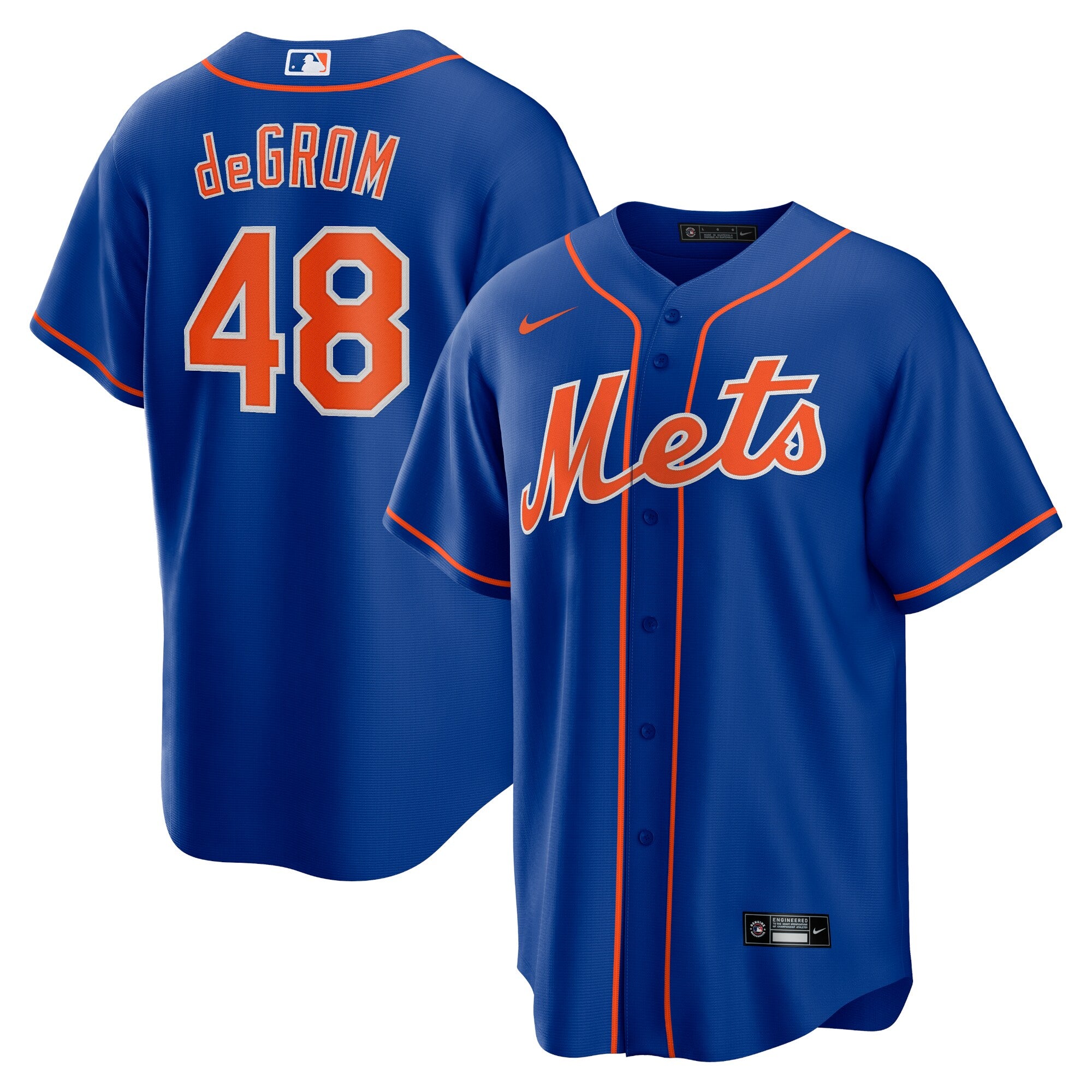 Jacob deGrom New York Mets Nike Road Replica Player Name Jersey - Gray/Royal - Image 6