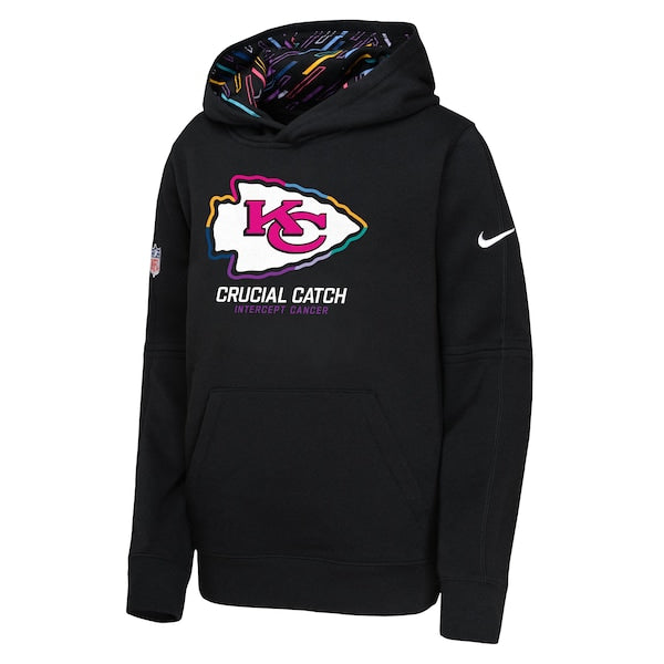 Kansas City Chiefs Nike Youth 2024 NFL Crucial Catch Pullover Hoodie - Black - Image 2
