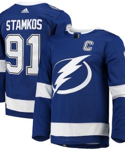 Alternative view of Steven Stamkos Tampa Bay Lightning adidas Home Primegreen Authentic Player Jersey - Blue/White