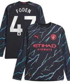Phil Foden Manchester City Puma 2023/24 Third Replica Long Sleeve Player Jersey - Navy