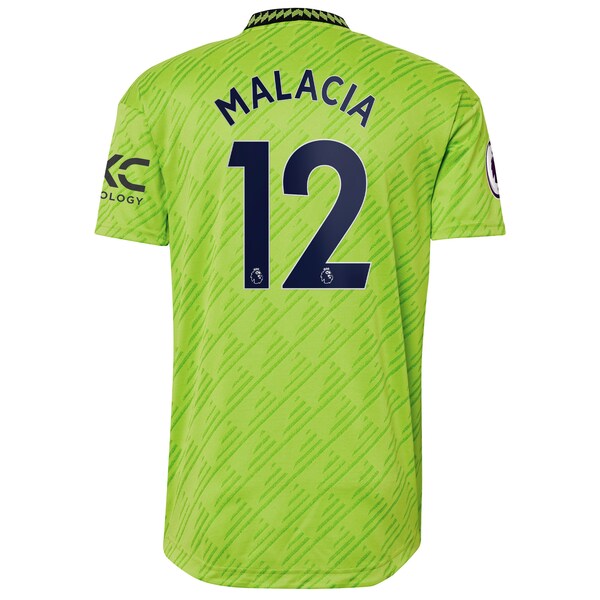 Tyrell Malacia Manchester United adidas 2022/23 Third Authentic Player Jersey - Neon Green - Image 3