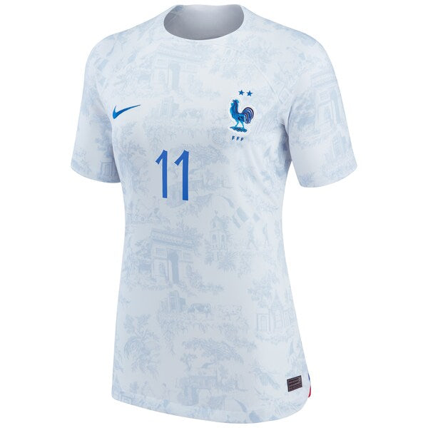 Ousmane Dembele France National Team Nike Women's 2022/23 Away Breathe Stadium Replica Jersey - White - Image 2