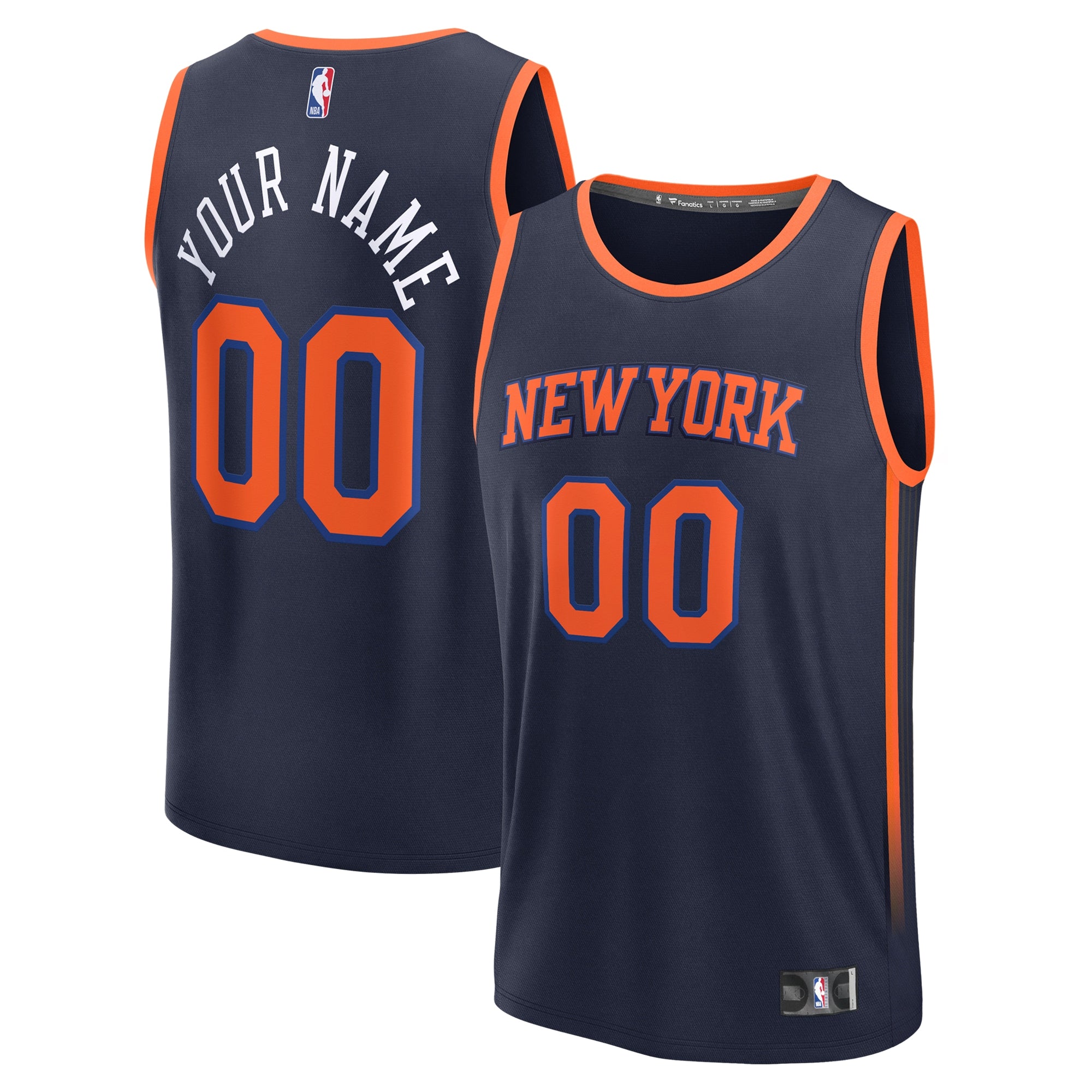 New York Knicks Fastbreak Custom Jersey - Statement Edition - Black/Navy/Blue - Image 2