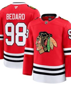 Alternative view of Connor Bedard Chicago Blackhawks  Home Premium Jersey - Red/White