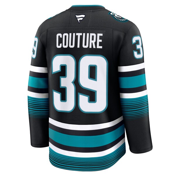 Logan Couture San Jose Sharks Alternate Premium Jersey - Black/Teal - Image 4