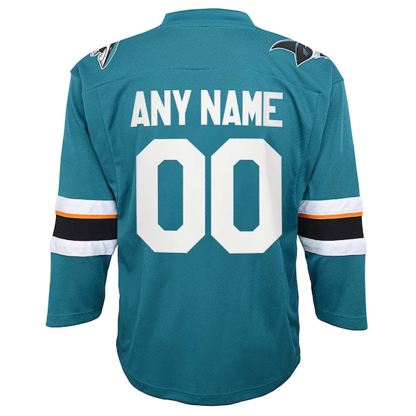 San Jose Sharks Youth 2021/22 Home Replica Custom Jersey - Teal - Image 3