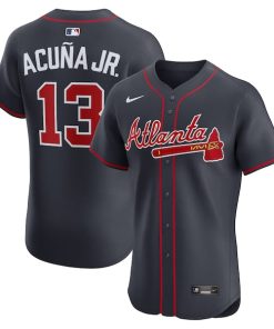 Ronald Acu?a Jr. Atlanta Braves Nike Alternate Elite Jersey - Navy/White/Red