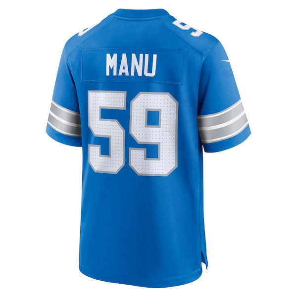 Giovanni Manu Detroit Lions Nike Team Game Jersey - Blue - Image 3