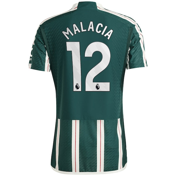 Tyrell Malacia Manchester United adidas 2023/24 Away Authentic Player Jersey - Green/Red - Image 4