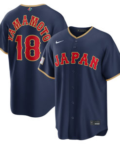 Yoshinobu Yamamoto Japan Baseball Nike 2026 World Baseball Classic Road Stadium Jersey - Navy/White