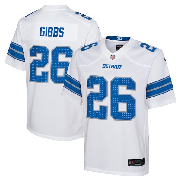 Jahmyr Gibbs Detroit Lions Nike Youth Player Game Jersey - White - Image 2