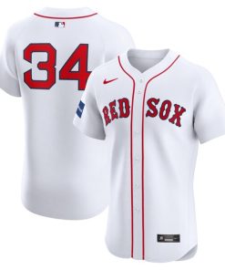 Alternative view of David Ortiz Boston Red Sox Nike Home Elite Sponsor Patch Player Jersey - White