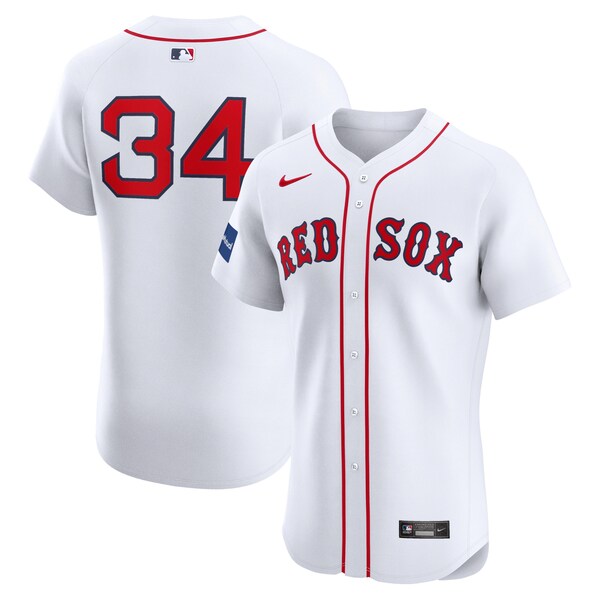 David Ortiz Boston Red Sox Nike Home Elite Sponsor Patch Player Jersey - White - Image 2