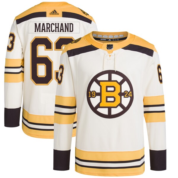 Brad Marchand Boston Bruins adidas Primegreen 100th Anniversary Authentic Player Jersey - Cream