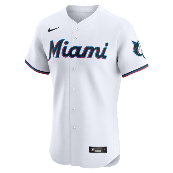 Miami Marlins Nike Home Elite Custom Jersey - White - Image 2