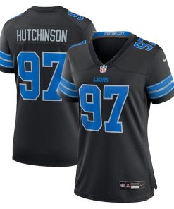 Alternative view of Aidan Hutchinson Detroit Lions Nike Women's 2nd Alternate Game Jersey - Black/Blue/White