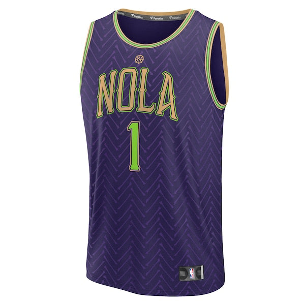 Zion Williamson New Orleans Pelicans Youth 2024/25 Fast Break Player Jersey - City Edition - Purple - Image 2