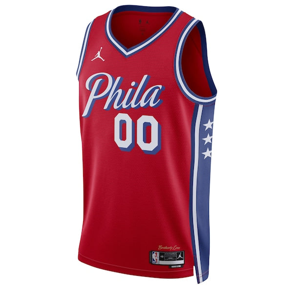 Philadelphia 76ers Jordan Brand Unisex 2022/23 Swingman Custom Jersey - Statement Edition - Red - Image 2