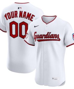 Cleveland Guardians Nike Home Elite Sponsor Patch Custom Jersey - White