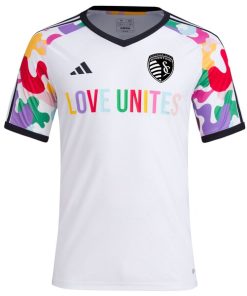 Alternative view of Sporting Kansas City adidas 2024 Pride Pre-Match Top - White