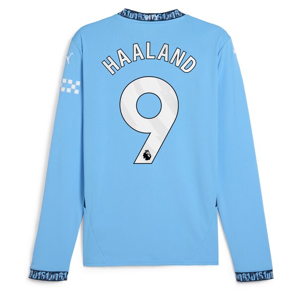 Erling Haaland Manchester City Puma 2024/25 Home Replica Long Sleeve Player Jersey - Light Blue - Image 4