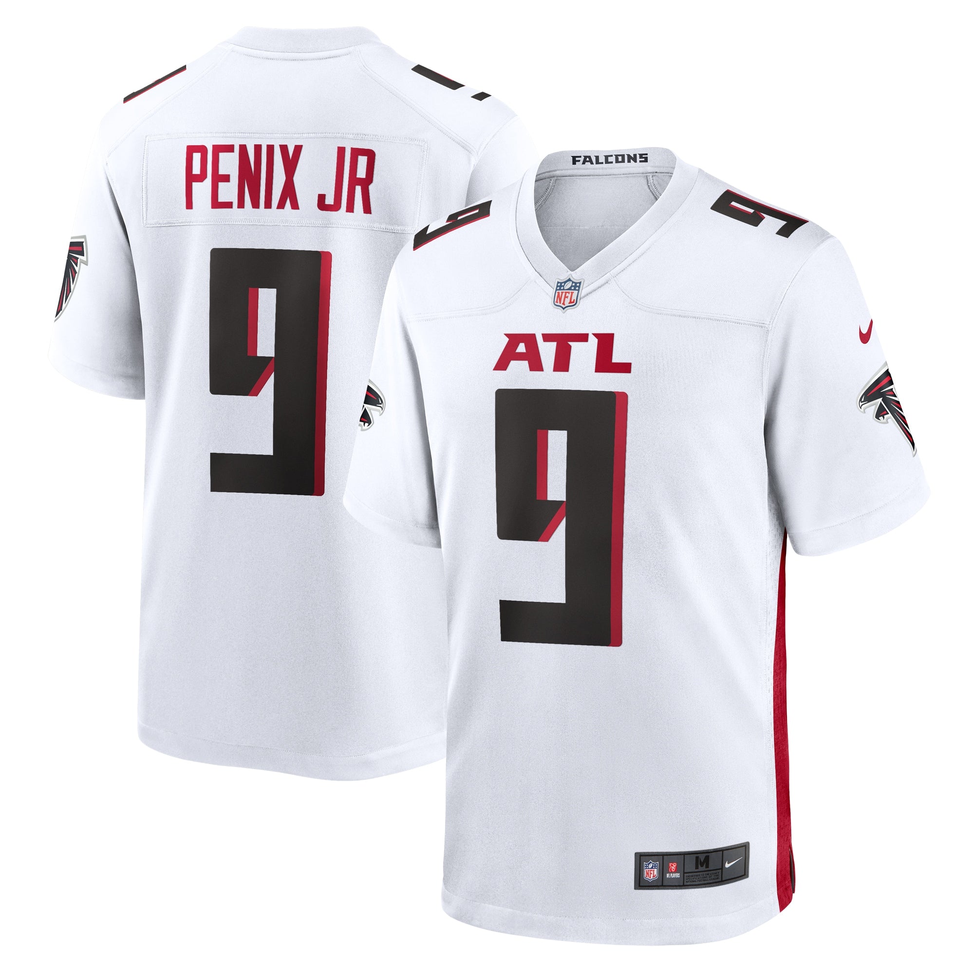 Michael Penix Jr. Atlanta Falcons Nike Throwback Game Jersey - Black/Red/White - Image 6