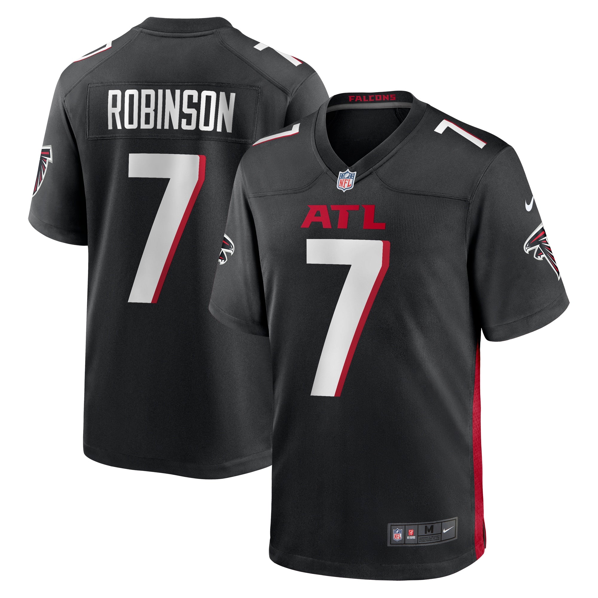 Bijan Robinson Atlanta Falcons Nike 2023 NFL Draft First Round Pick Game Jersey - White/Black - Image 5