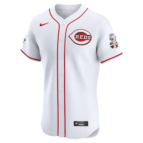 Cincinnati Reds Nike Home Elite Patch Jersey - White - Image 2
