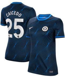 Alternative view of Mois¨¦s Caicedo Chelsea Nike Women's 2023/24 Away Stadium Replica Player Jersey - Navy/Blue